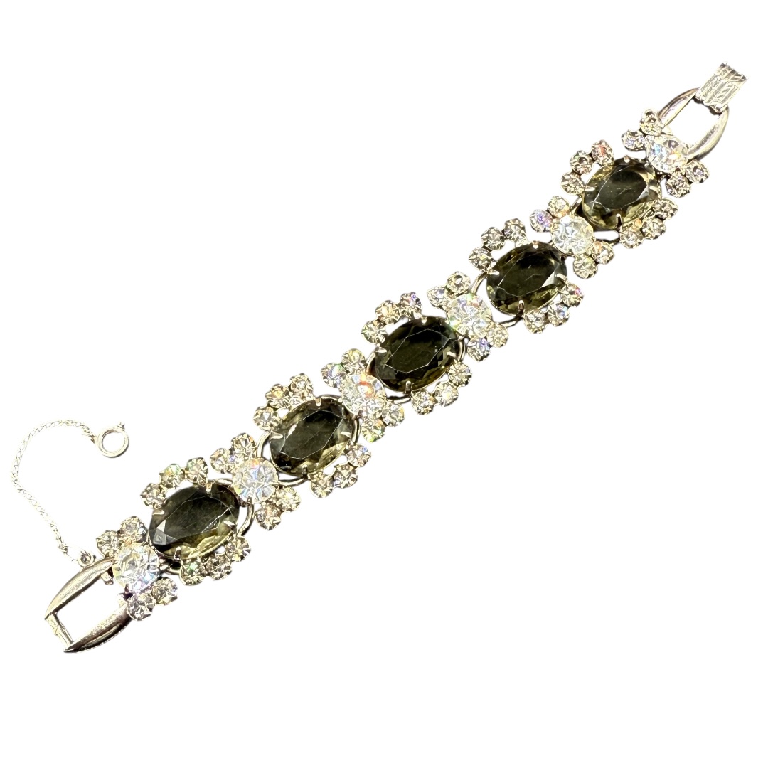 Juliana gray oval rhinestone bracelet front.