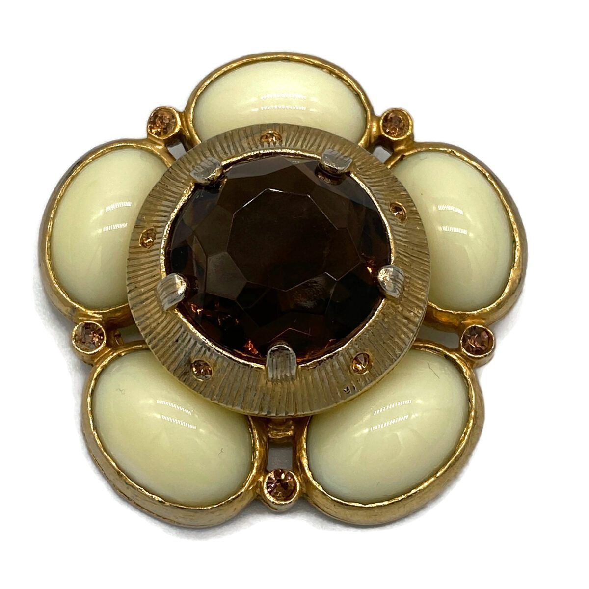 Vintage BENEDIKT NY Pin with Large Cream-Color Cabochons