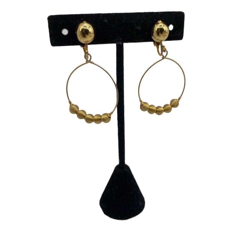 Gold Tone Pendant Clip Back Earrings