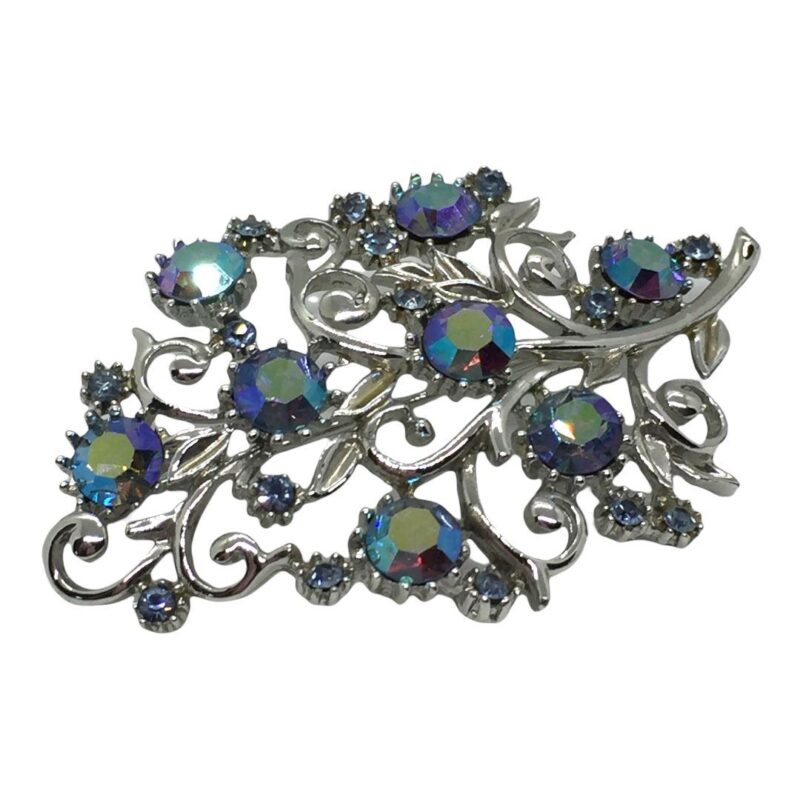 Vintage Coro Blue Aurora Borealis Brooch