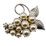 Vintage Grape Motif Faux Pearl Pin