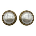 Faux Pearl Trifari Button Earrings
