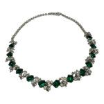 Clear and Emerald Green Rhinestone Necklace