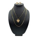 Vintage 1970s Double Chain Heart Pendant Necklace