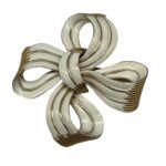 Trifari white enamel bow brooch