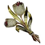 Coro floral tulip trembler brooch.