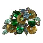Juliana-style green rhinestone brooch.