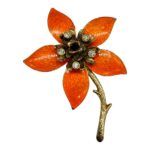 Vintage Florenza floral enamel brooch.