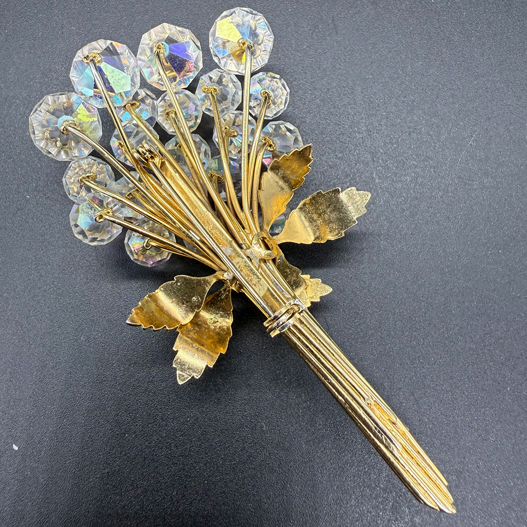 Vintage crystal floral spray back.