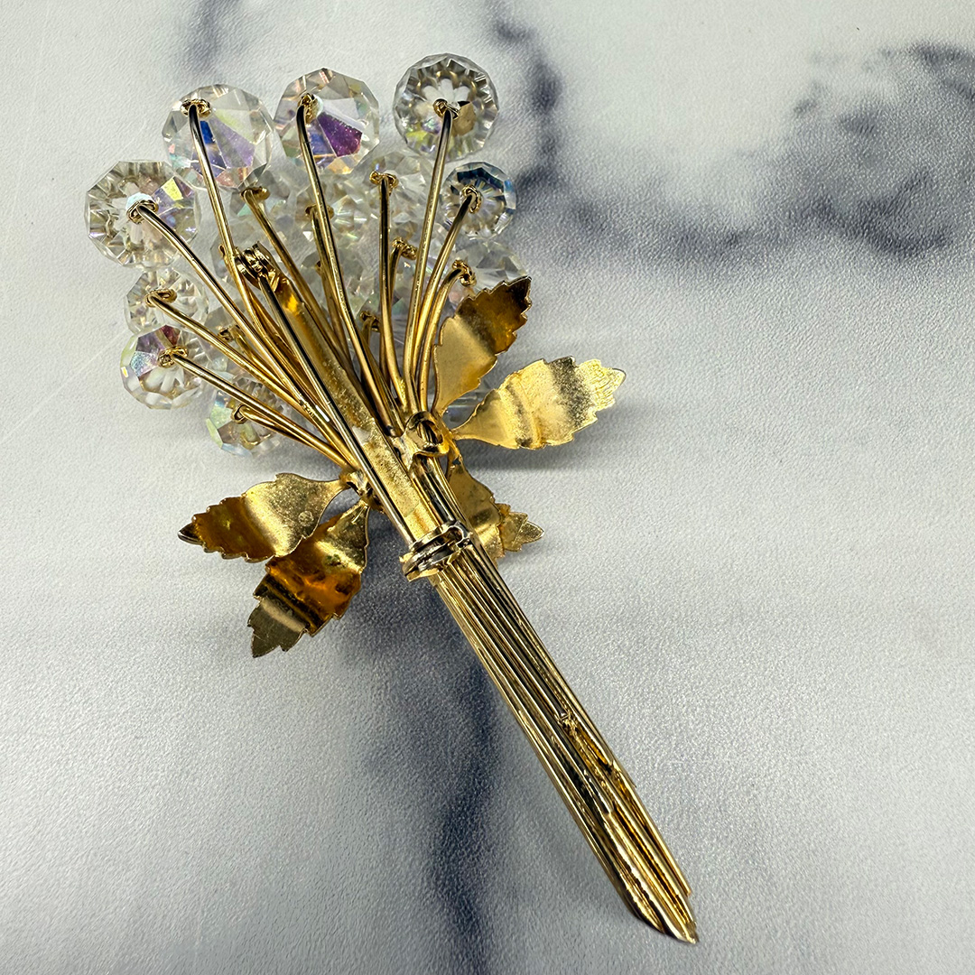 Vintage crystal floral spray back.