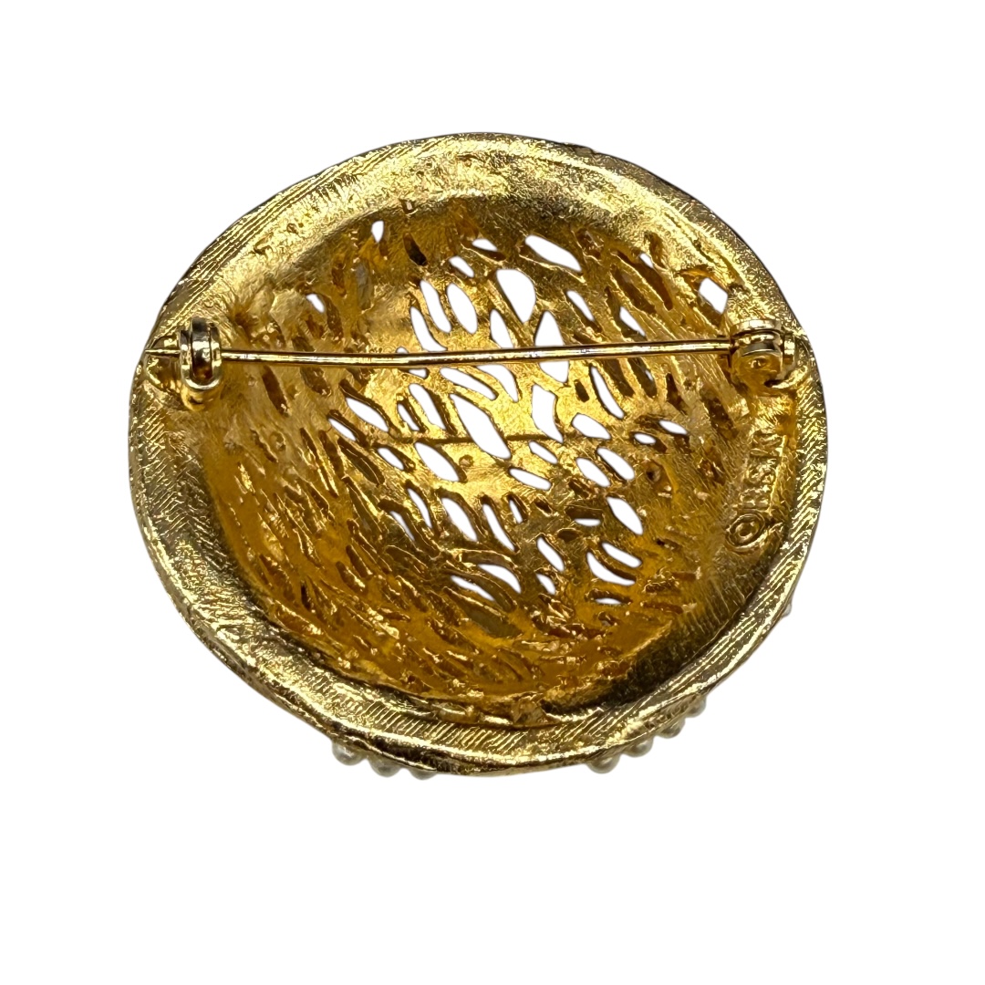 B.S.K. faux pearl brooch back.