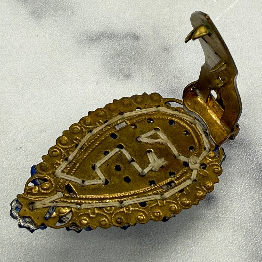 Cobalt blue glass bead dress clip.