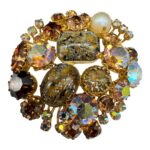 Beautiful large Austrian foiled glass rhinestone brooch.
