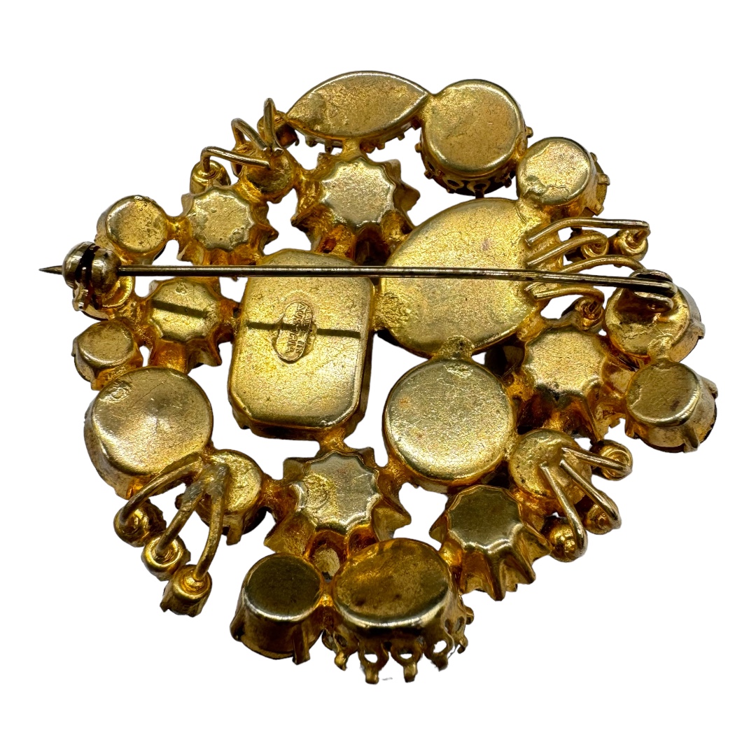 Beautiful large Austrian foiled glass rhinestone brooch.
