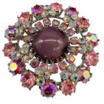 Gorgeous Austrian Purple and Pink Rhinestone Brooch