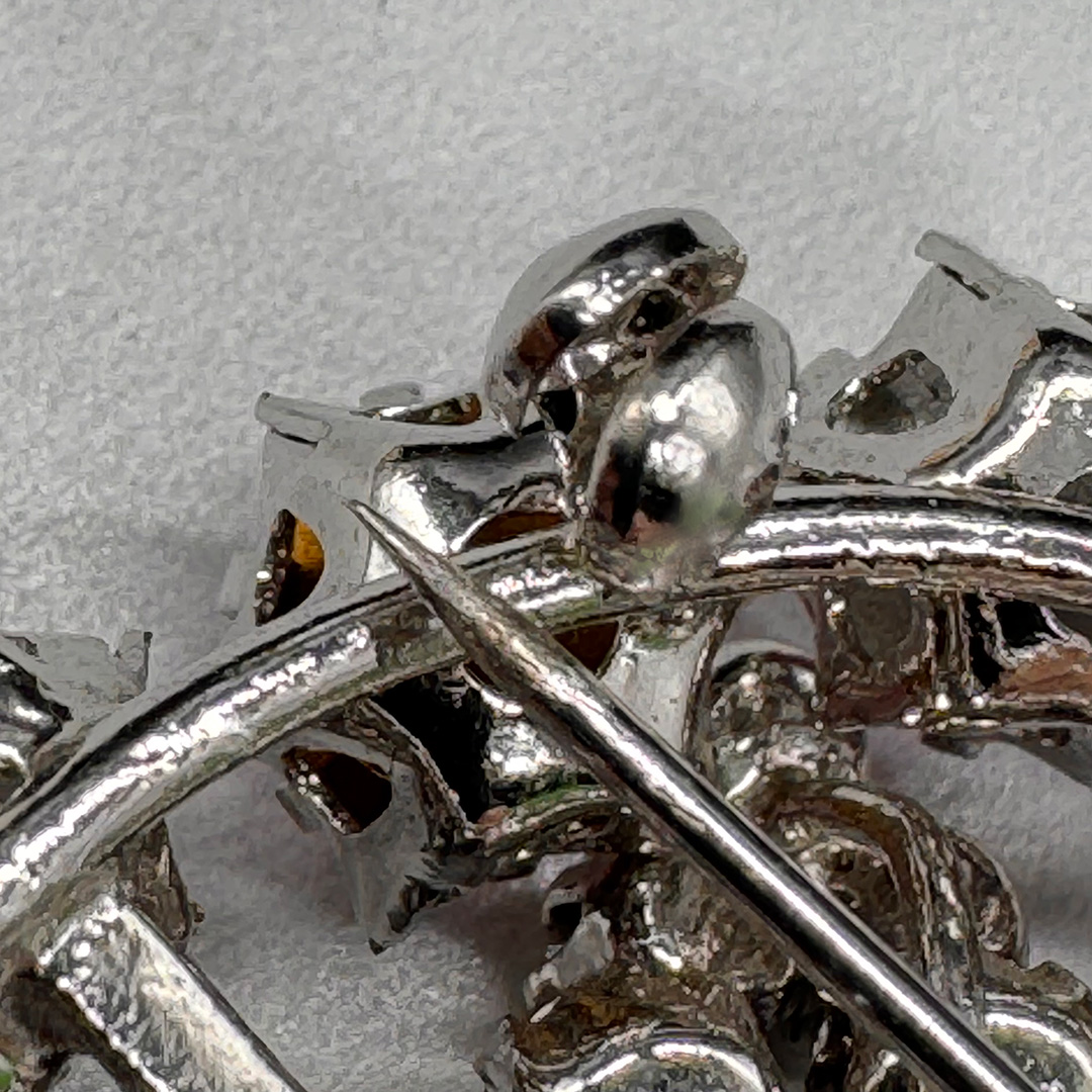 Gorgeous Austrian Purple and Pink Rhinestone Brooch repair area.