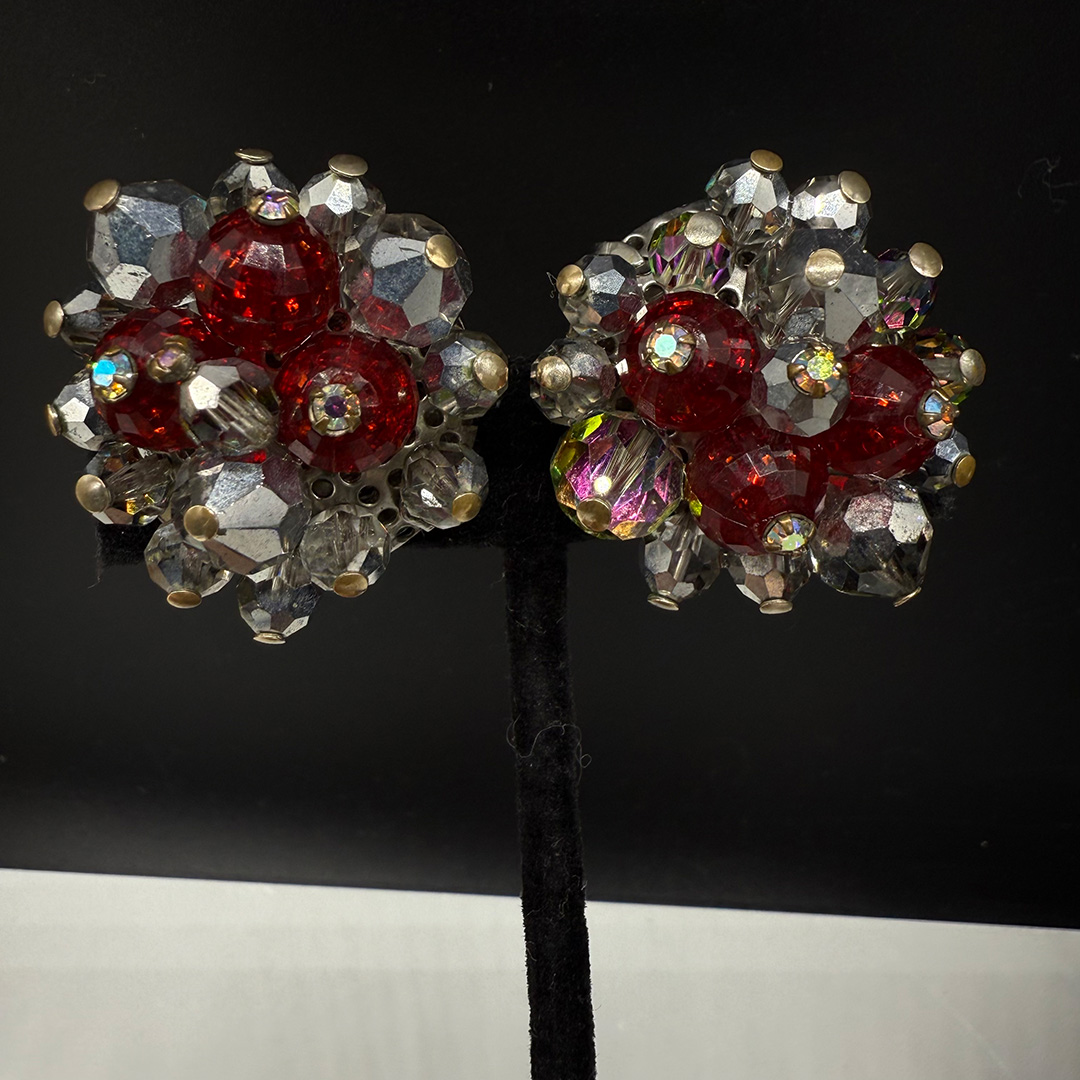 Hobe red resin earrings.