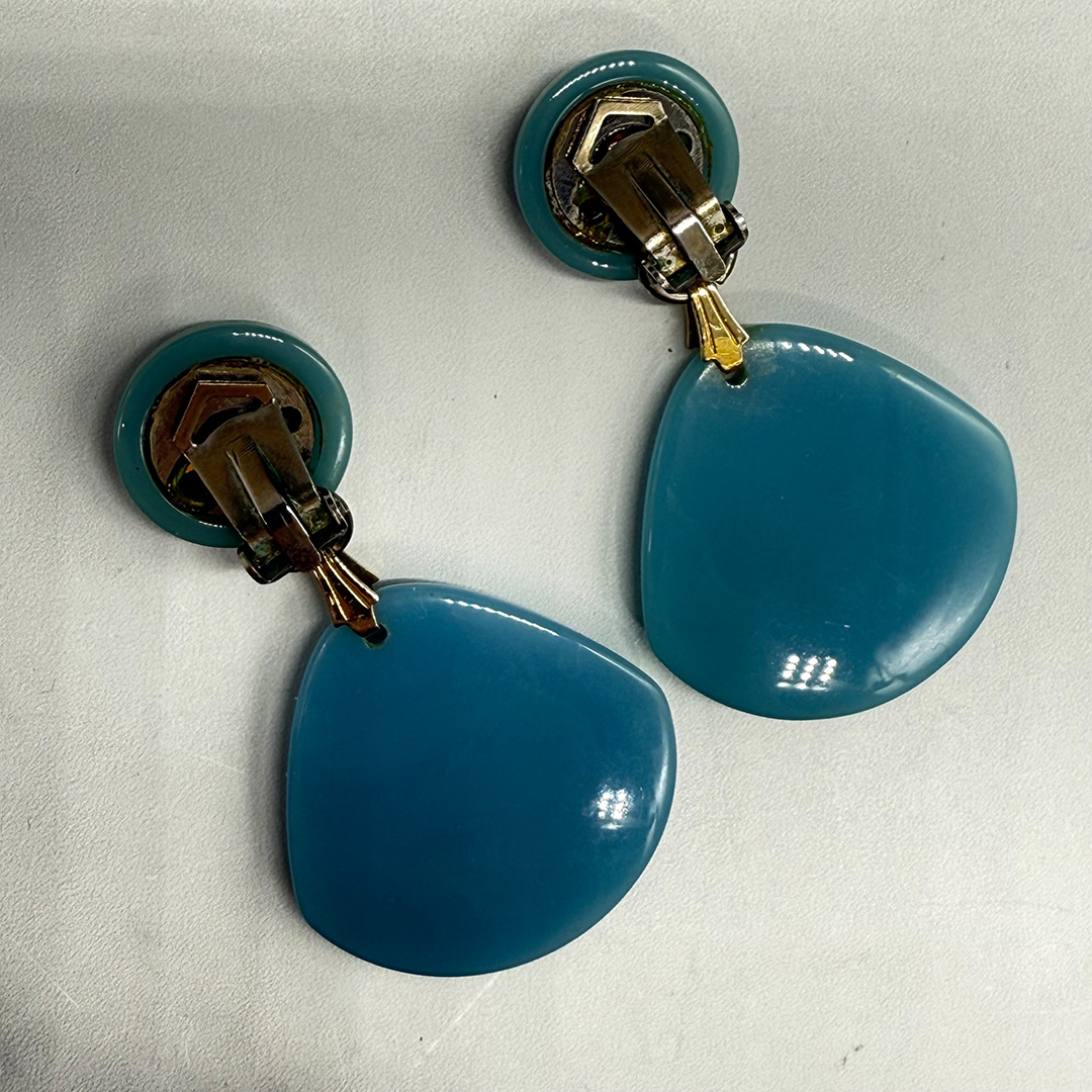 Italian blue resin dangle earrings.