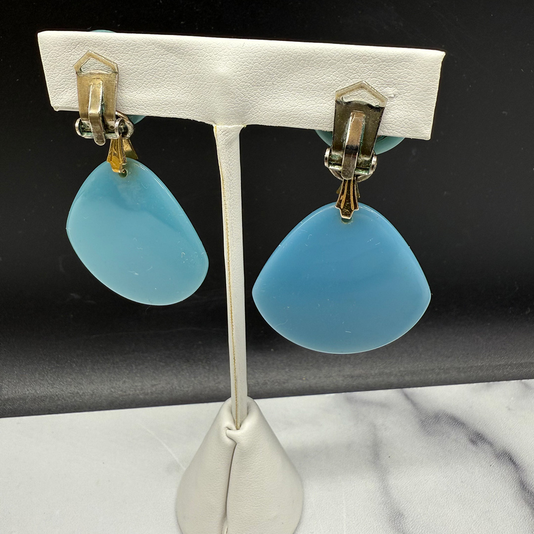 Italian blue resin dangle earrings.