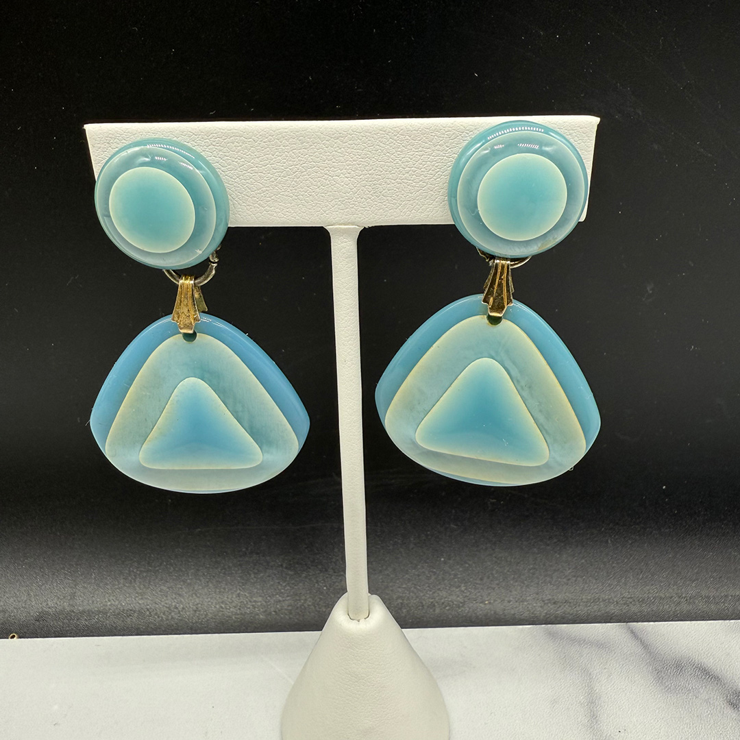Italian blue resin dangle earrings.
