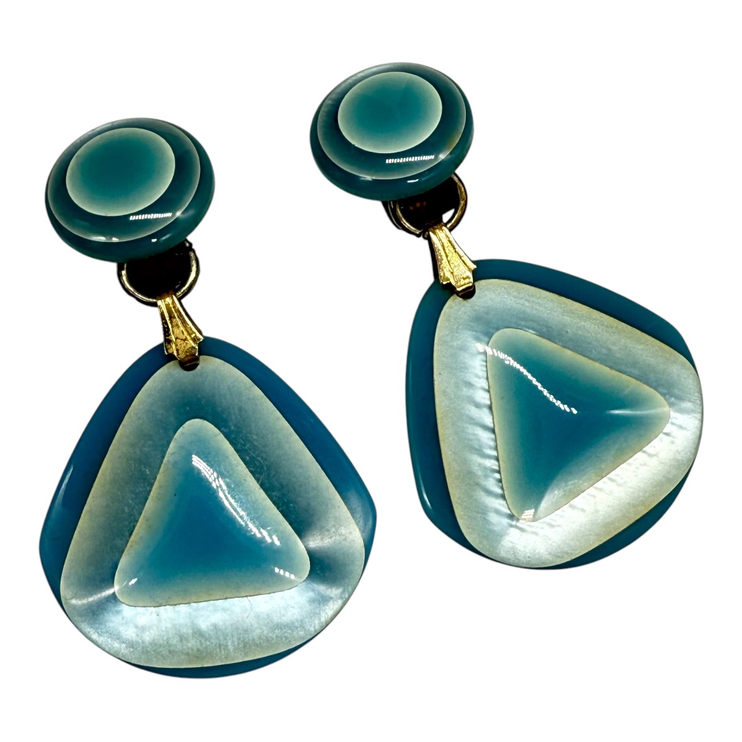 Italian blue resin dangle earrings.