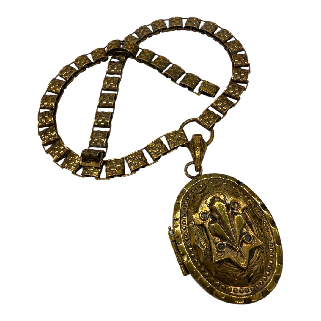 victorian book chain locket