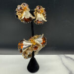 Vintage topaz-colored rhinestone clamper bracelet set.