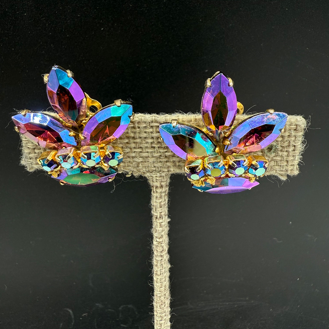 1950s Amethyst-Color Aurora Borealis Rhinestone Necklace Set