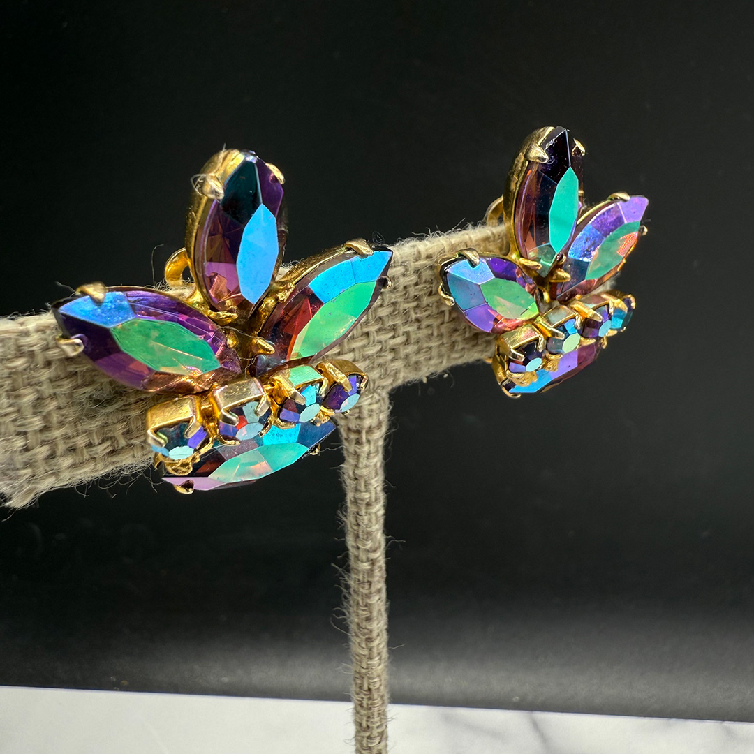 1950s Amethyst-Color Aurora Borealis Rhinestone Necklace Set