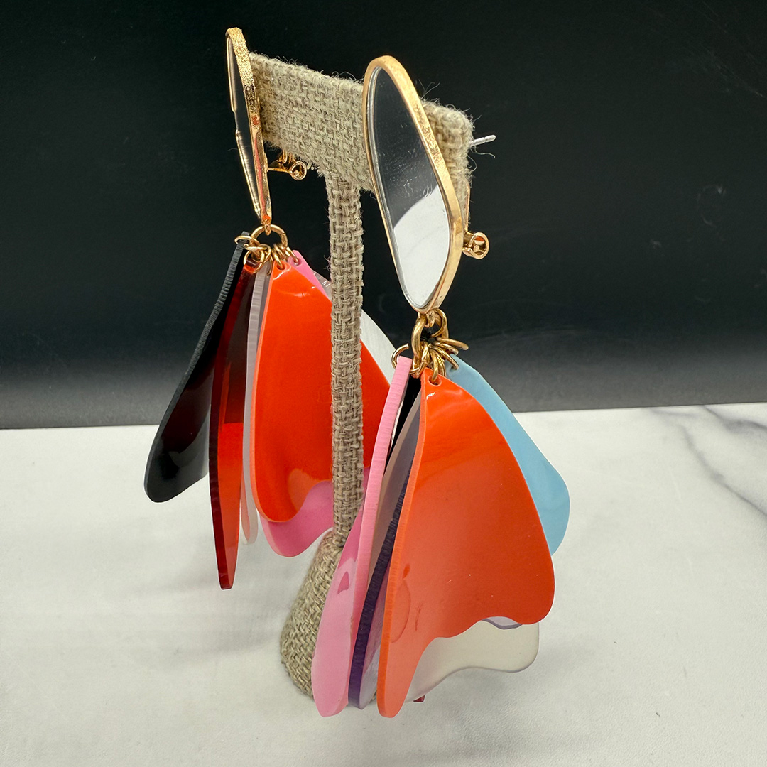 Vintage Biomorphic-shaped Resin Drop Earrings