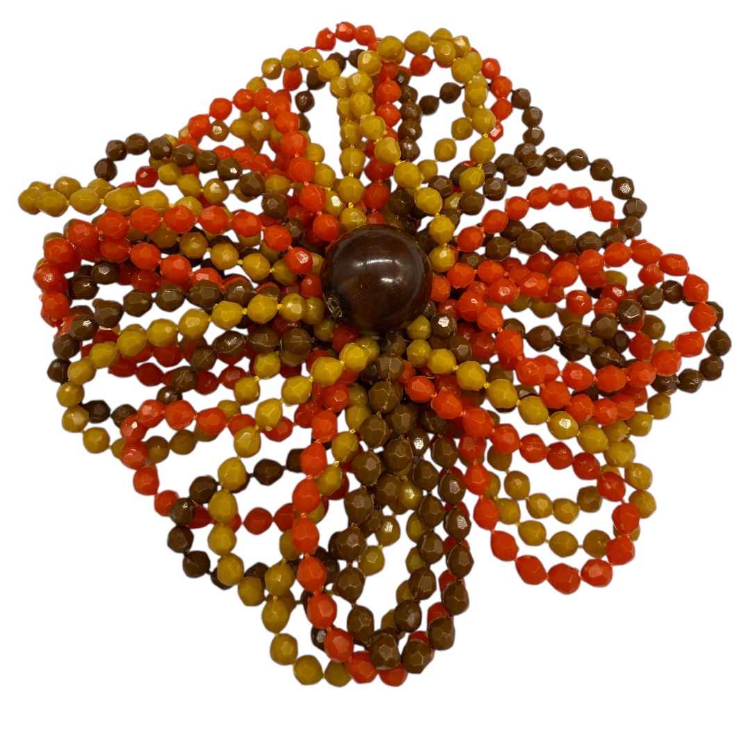 West German fall color stylized flower brooch.