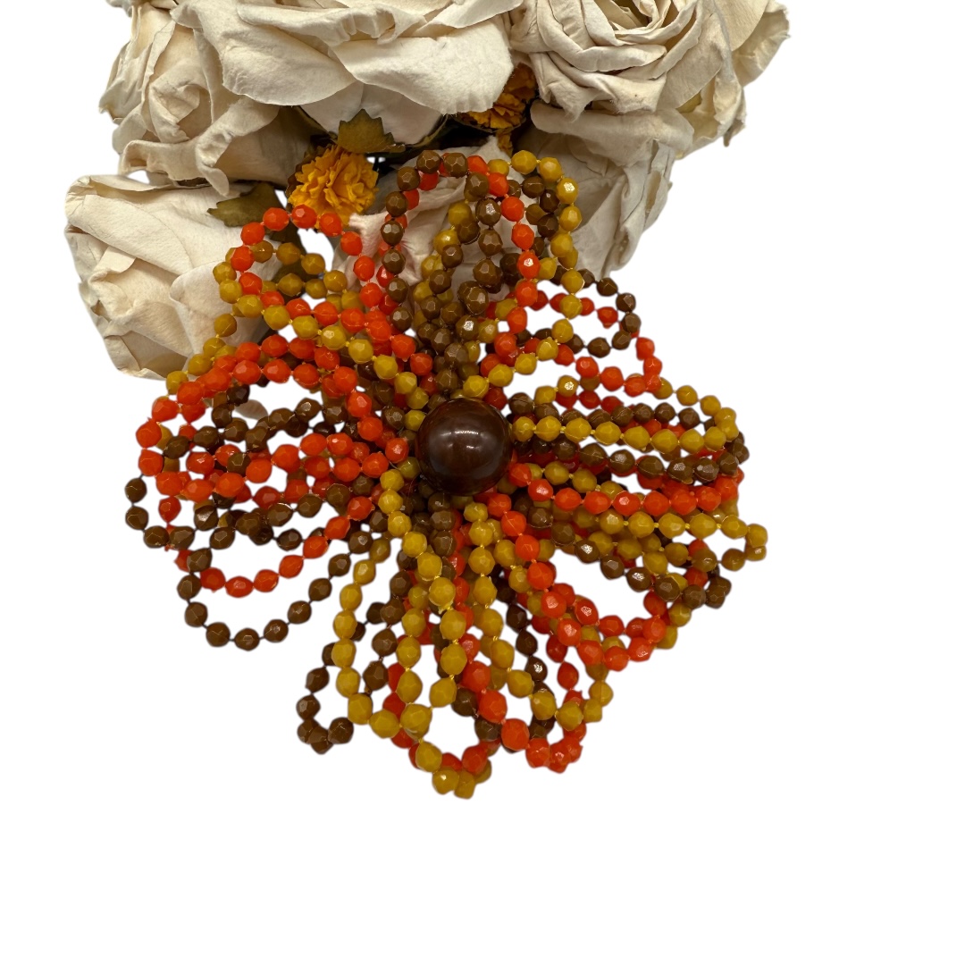 West German fall color stylized flower brooch.