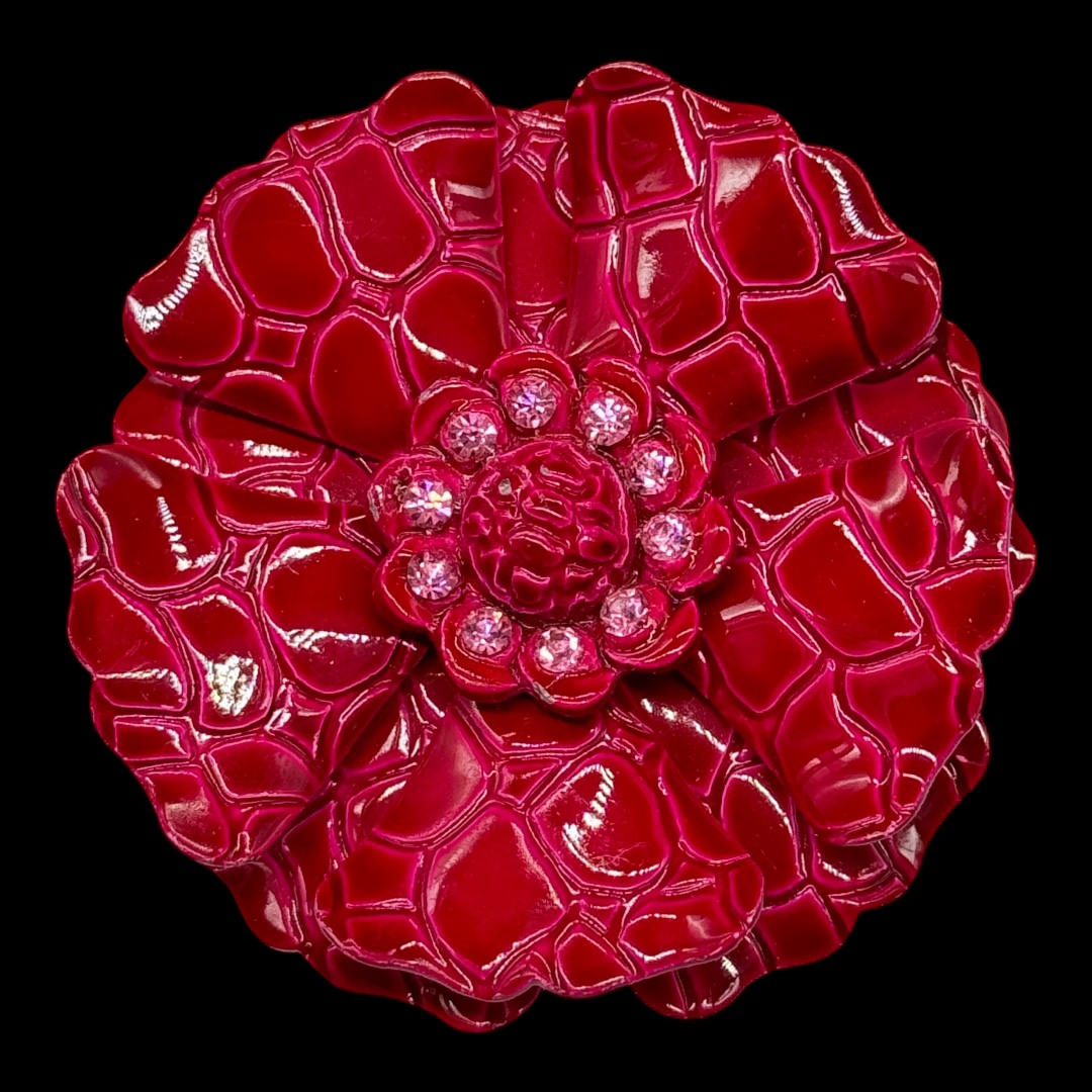 Vintage fuchsia enamel flower brooch.