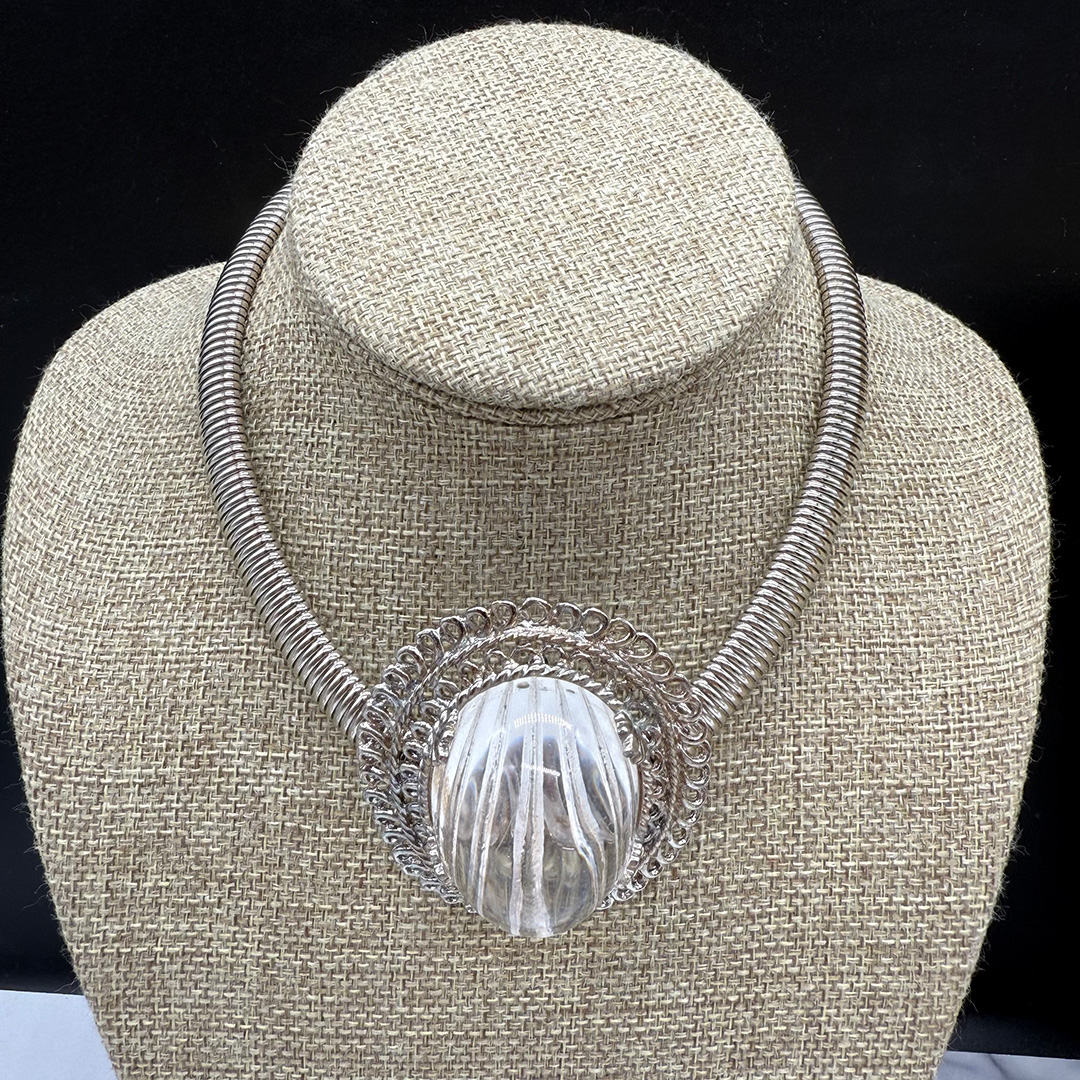Huge Lucite cabochon necklace.